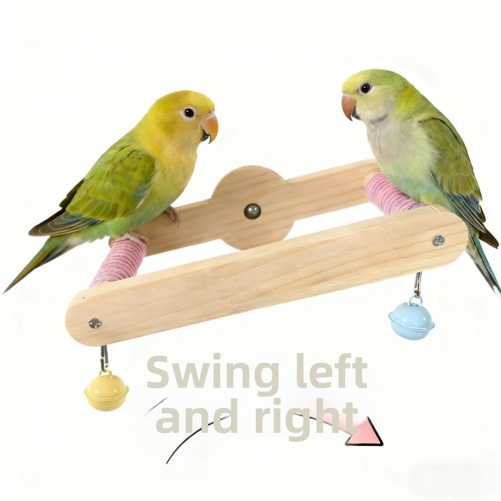 Accesorio para Jaula Percha Giratoria 360° para Pájaros Madera DIY Interactiva Colgante Resistente al Desgaste Parque de Juegos para Loros Juego para Pájaros