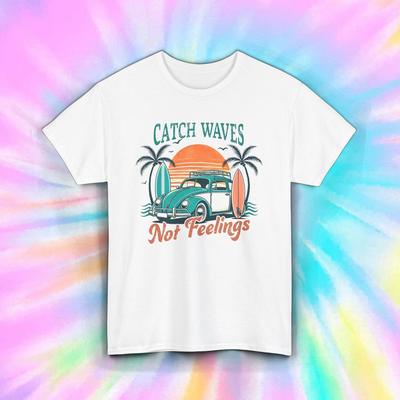Wellen fangen, nicht Gefühle T-Shirt Surfstrand Retro-Auto Sommer-T-Shirt S-5XL