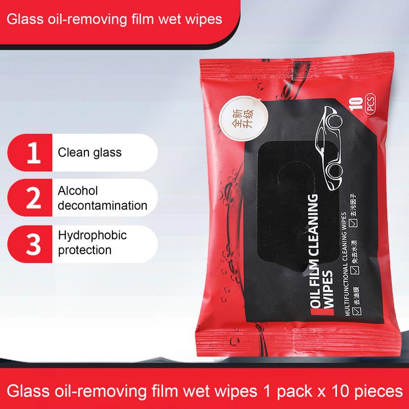 10PCS /set Car Window Cleaning Wipes Windshield Glass Cleaner Wipes Dusting Wipes Portable Windshield Oil Film Cleaner Cleaning