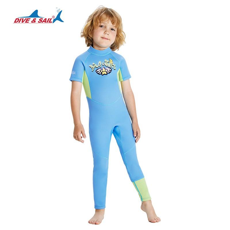Kids 2.5mm Neoprene Short Sleeve Full Wetsuit Boys Warm Water Surfing Snorkeling Swimming Gear