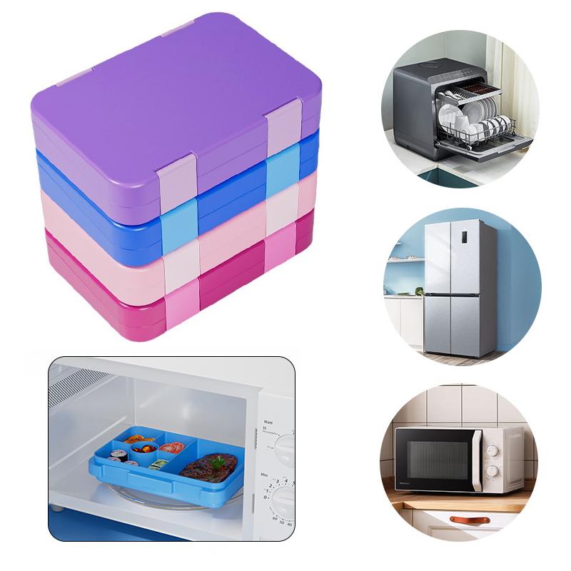 810ml Matboks for barn Bærbar Delt Mikrobølgeovn Bento-boks BPA-fri Lekkasjesikker Matbeholder for Tilbake til skolen Kjøkken