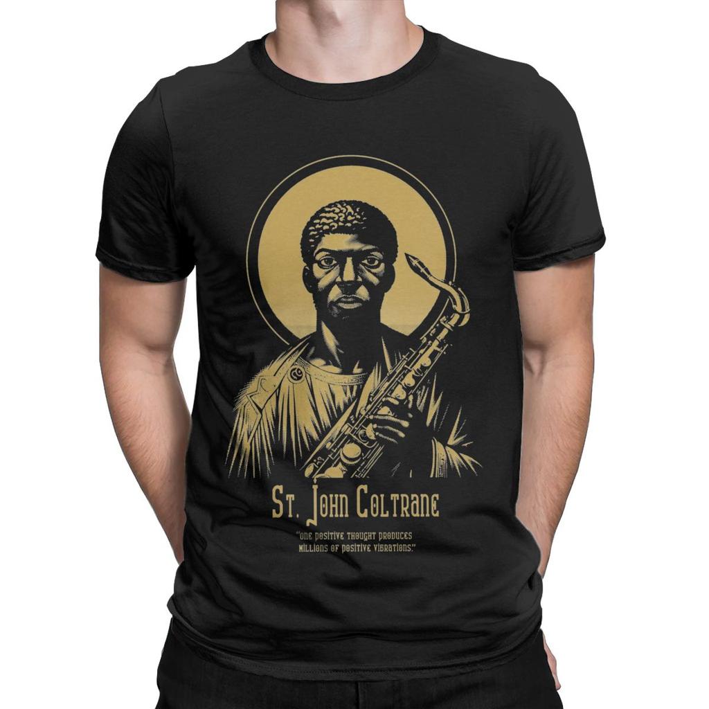 Herren T-Shirt St. John Coltrane Vintage 100% Baumwoll-T-Shirts Kurzarm-T-Shirt Rundhals Kleidung Einzigartig