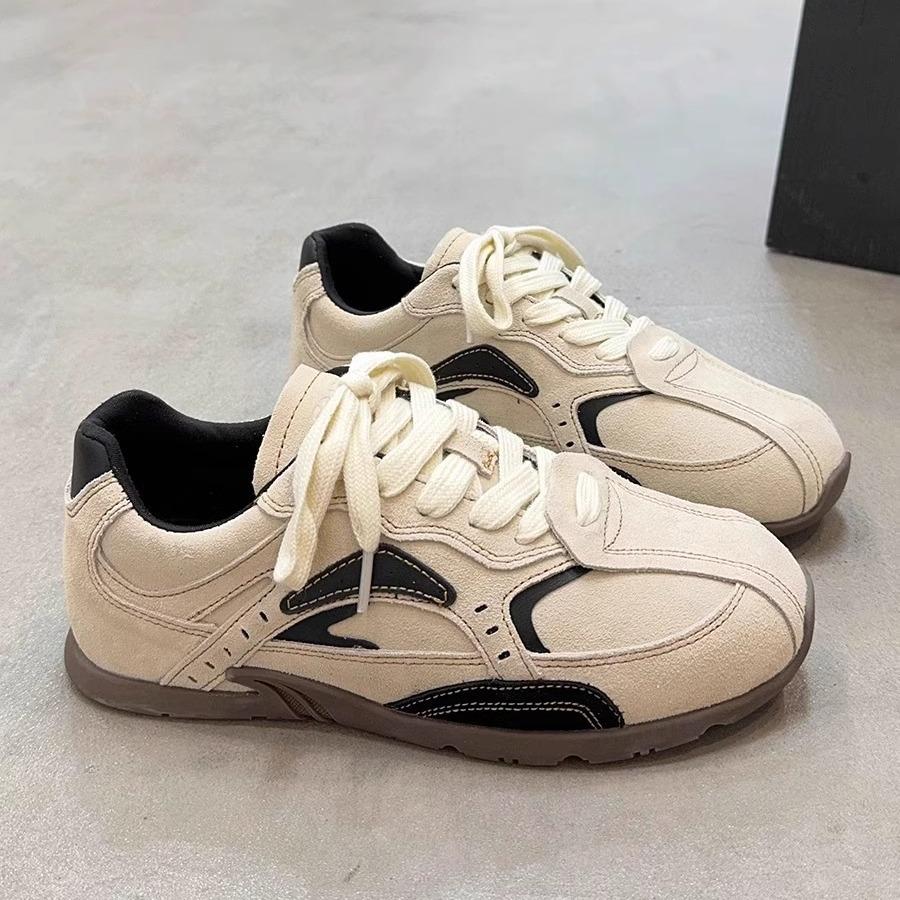Retro style German training shoes women's flat-bottomed casual sports shoes 2025 autumn new popular thin leather Forrest Gump shoes