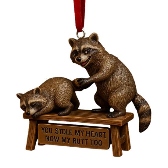 Cheeky Raccoon Christmas Ornaments Acrylic Hanging Decor with Humorous Sayings Playful Holiday Tree Decorations