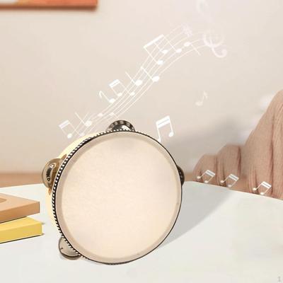 Wood Handheld Tambourines Double Rows Tambourine Drum Bell for Game Toys