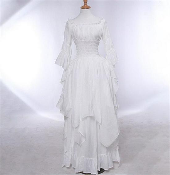 Retro Gothic Lace Flare Sleeve Cosplay Ball Gown Dress