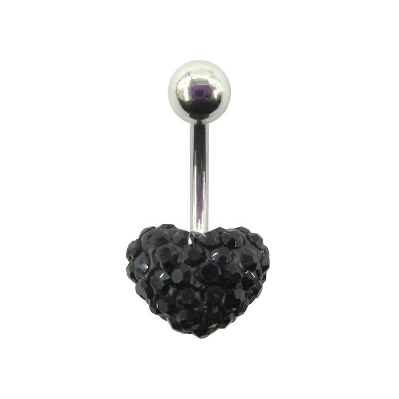 Ceramic Clay Diamond Ball Heart Shaped Navel Nail Full of Diamond Heart Shaped Navel Ring Inlaid with Diamond Jewelry