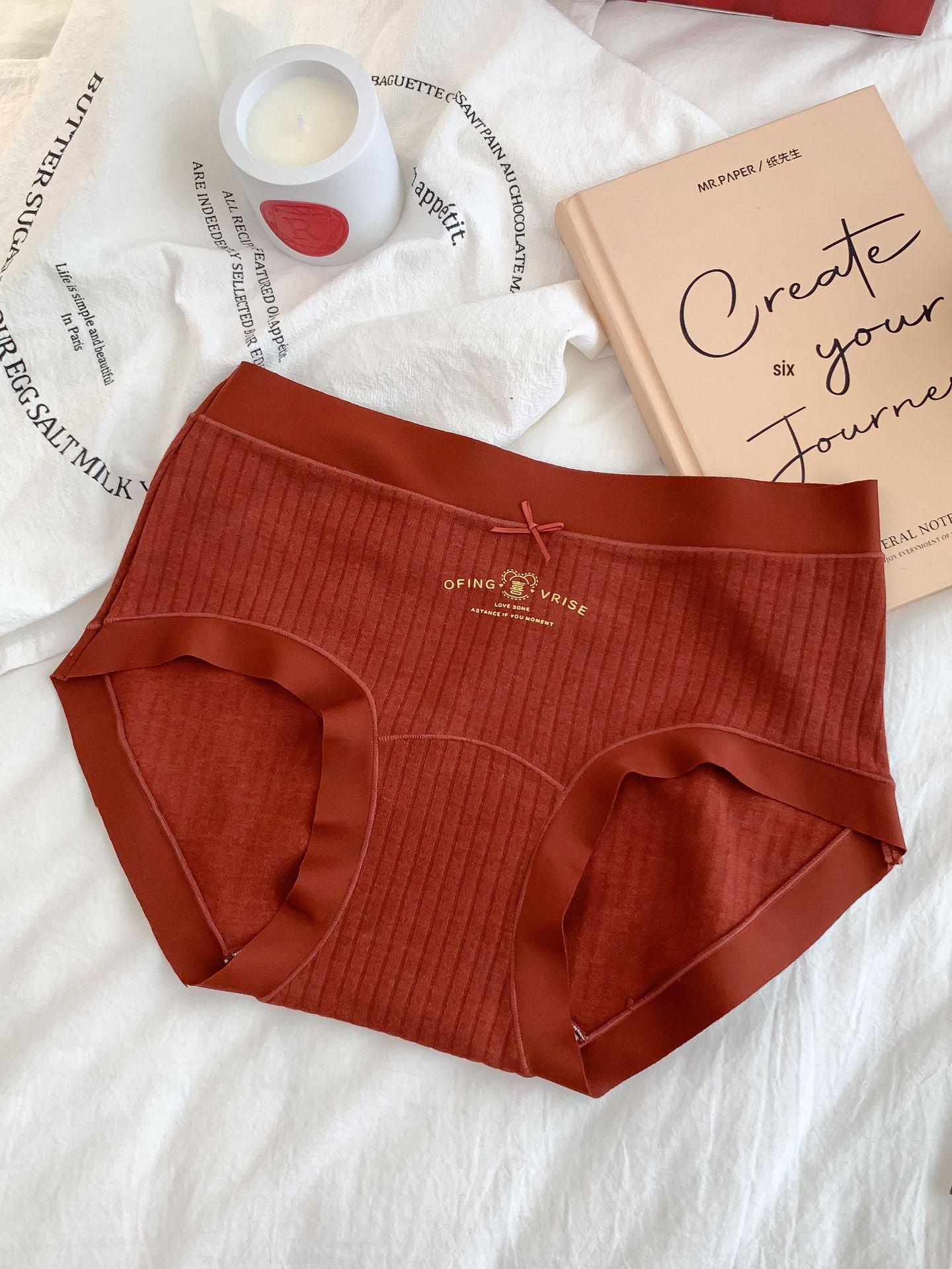 

A116 Benmingnian Women s Mid-Waist Red Panties - Sweet Girl Style for 2025 Weddings and Festivities One Size (Recommended 80-130cm)