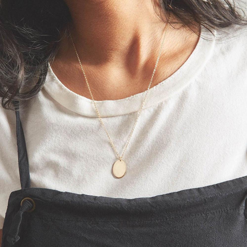EManco Oval Stainless Steel Pendant Necklace Gold Choker Necklaces on Neck Women Jewelry Gift