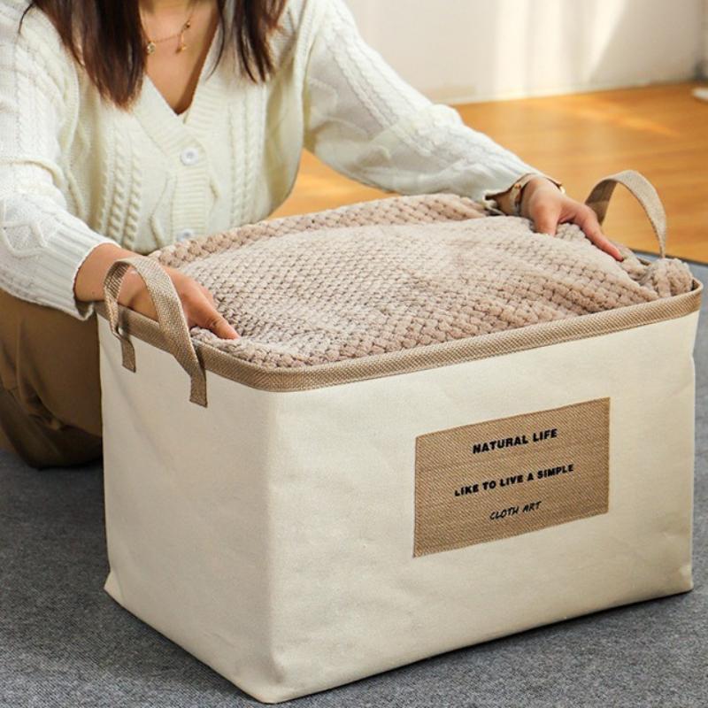 Household Clothing Storage Box Foldable Large Capacity Fabric Desktop Snack Toy Storage Basket Book and Miscellaneous Sorting Basket with Handle