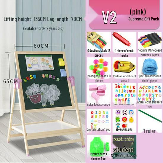 Double-Sided Magnetic Doodle & Writing Easel for Toddlers - Dust-Free Blackboard
