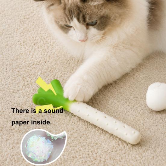 Pet Supplies for Cats And Kittens Silicone Scallion Cat Toy, Kitten Chew Toy with Silver Vine Crinkle Safe Teething Toys Small Paper,