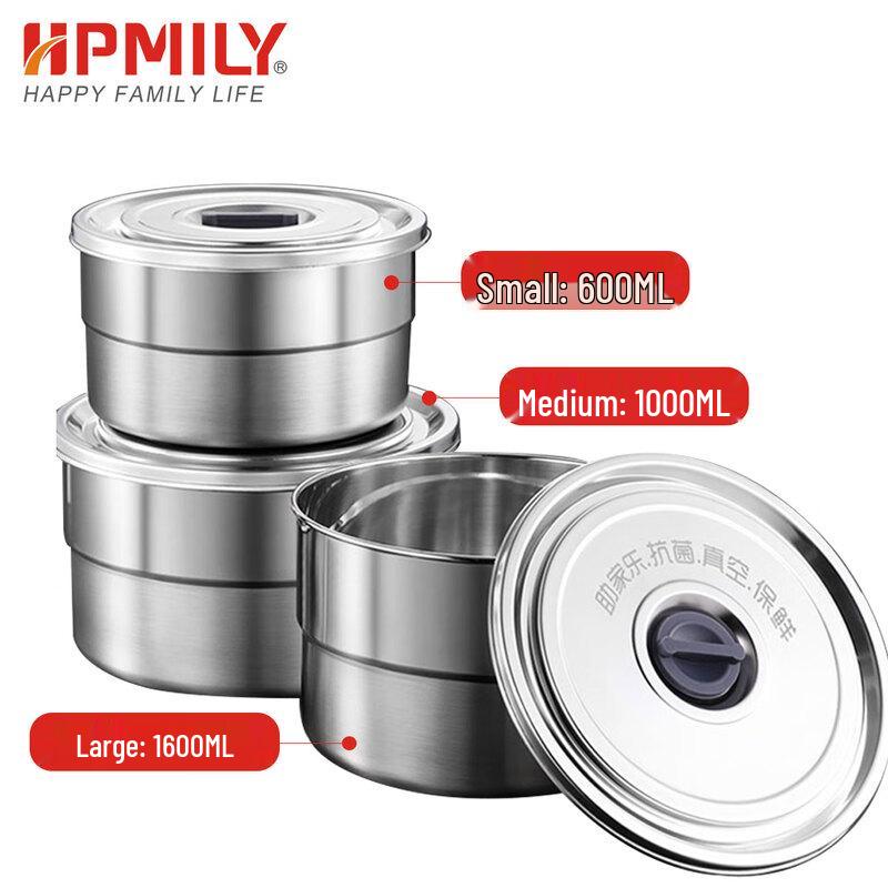 HPMILY 304 Stainless Steel Round Food Container Set