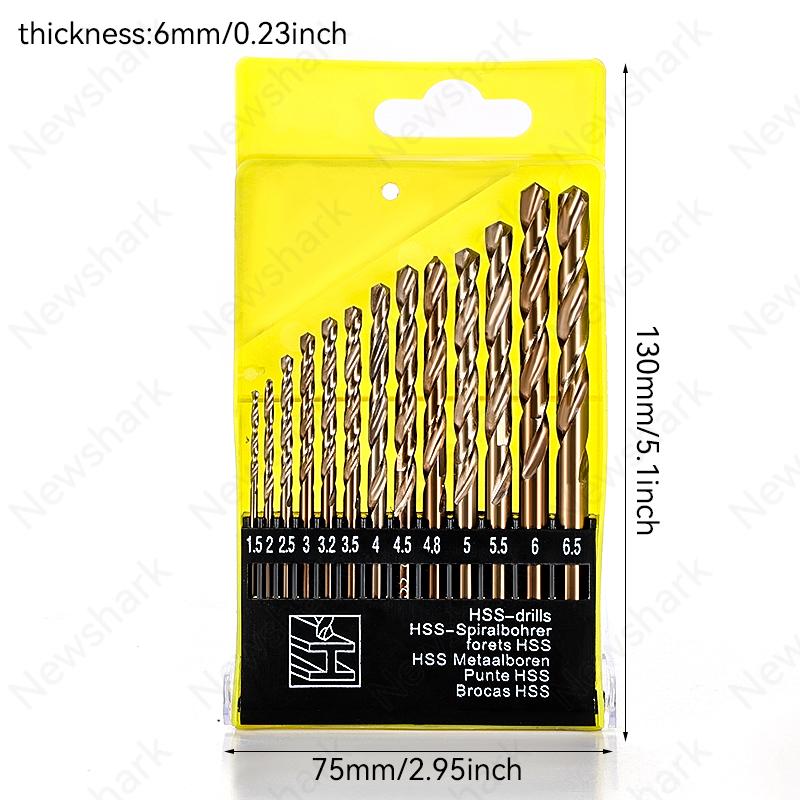 13 in 1 M43 Drill Bit Set, Including Cobalt Professional Spiral Drill Bits, Suitable for Wood Metal Stainless Steel Drill Bits