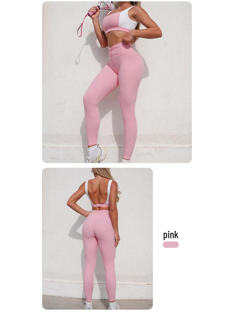 Cross-Border High-Waist Yoga Set: Quick-Dry Sports Bra & Long Pants