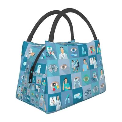 Bolsa térmica para almoço com gráfico de Snellen para teste de visão para mulheres, optometrista, exame de visão, refrigerador reutilizável, lancheira térmica com isolamento para alimentos