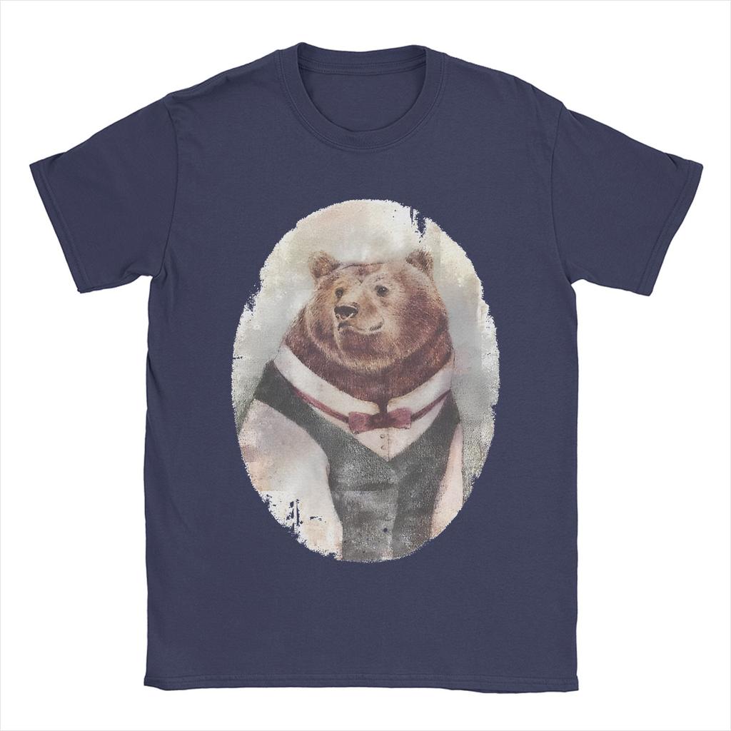 Herren Damen Gentleman B-Bär T-Shirt Baumwolle Bedrucktes T-Shirt Cartoon Top Kleidung