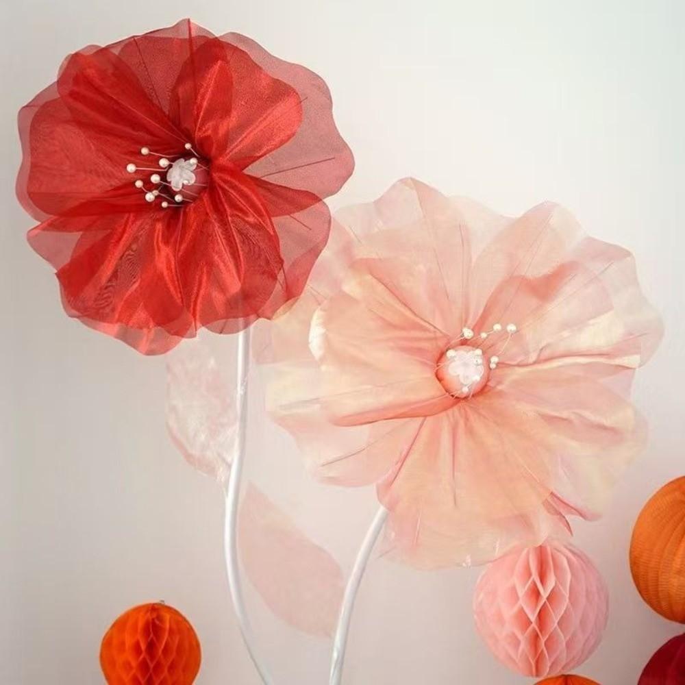 50cm 3D Gaze Künstliche Blume Schimmernder Effekt Große Riesige Netzblume Haus Garten Dekoration