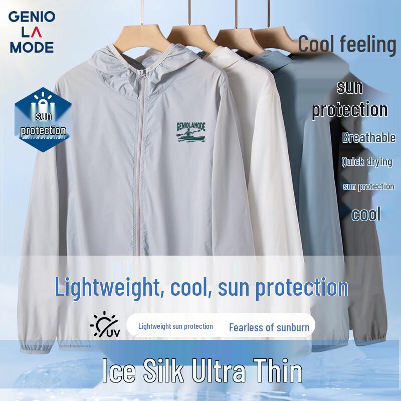 

Мужская солнцезащитная куртка с капюшоном GENIOLAMODE, UPF40+, из ледяного шелка XL