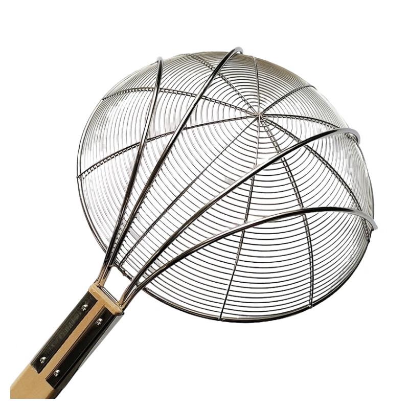 Stainless Steel Wire Mesh Skimmer with Wooden Handle