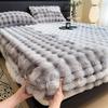 Set Lenzuolo con Angoli in Pelliccia di Coniglio Peluche: Foderato in Pile, Caldo per l'Inverno, Include Coprimaterasso - Set da 3 Pezzi per Letto Matrimoniale