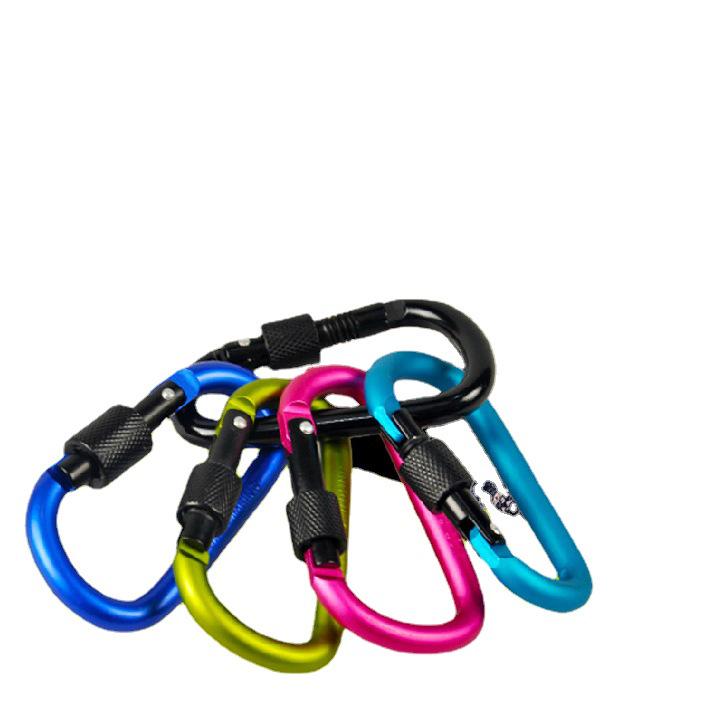 Locking D-Shaped Aluminum Alloy Quickdraw Hook for Backpack or Water Bottle