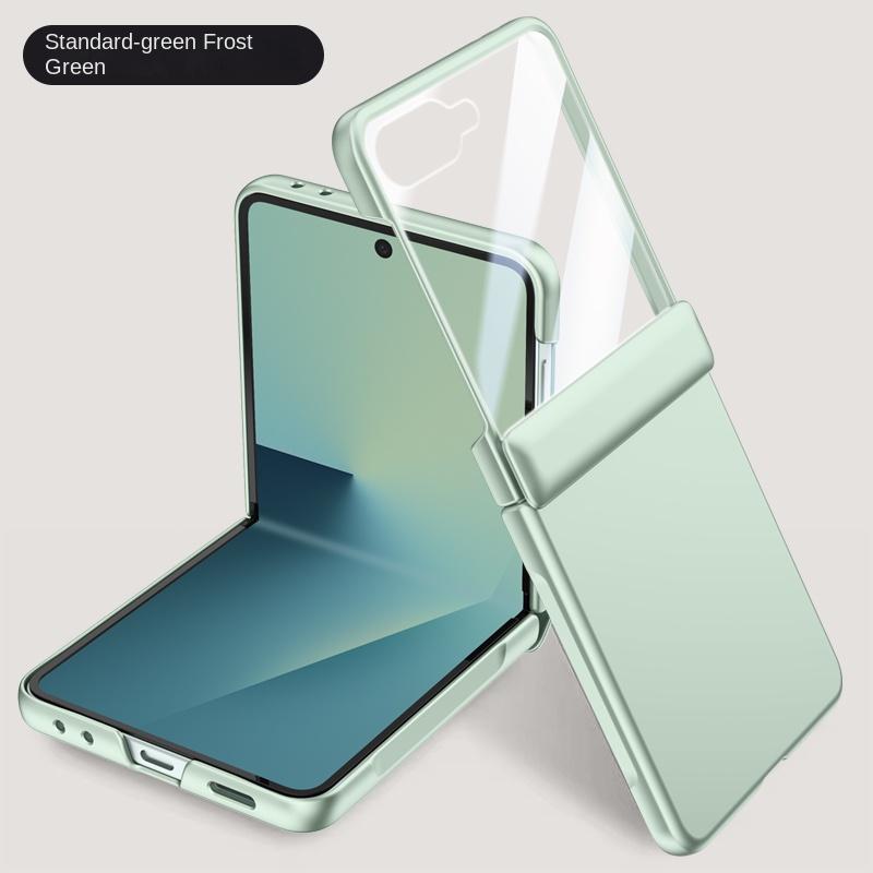 

For Samsung Galaxy Z Filp 7 Electroplated Skin Feel Spring Hinge HD Tempered Glass Film Non-Slip Non-Slip Phone Case For Galaxy Z Flip 7