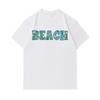 Men's 100% Cotton Crew Neck Short Sleeve T-Shirt, Casual Summer BEACH Letter Print with Palm Tree Sun Flower Pattern Soft Breathable Loose Fit Daily H