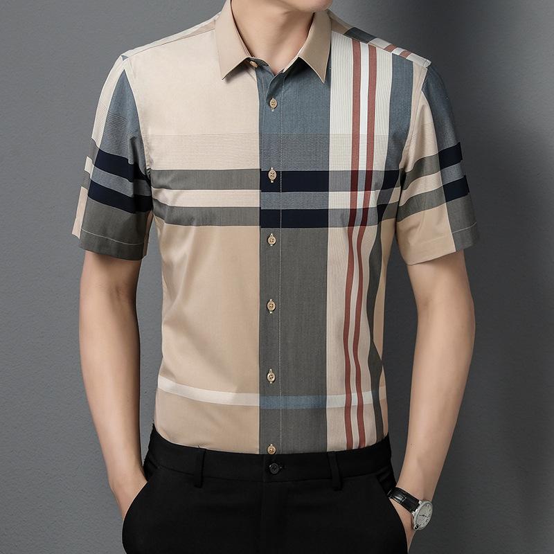 Letní nová pánská košile s krátkým rukávem Móda pro střední věk Nadměrná velikost Ležérní trendy košile Módní pánské oblečení