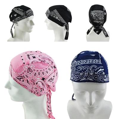 Cotton Biker Skull Cap Motorcycle Bandana Head Wrap Du Doo Do Rag Black Hat New
