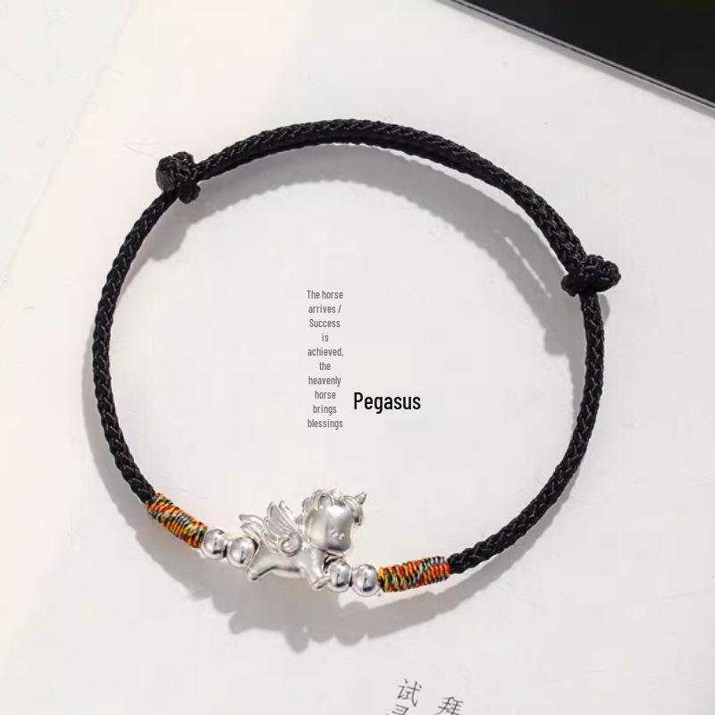 New Year Zodiac Blessings Bracelet: Prosperity & Success Red/Black Rope Hand Ornament