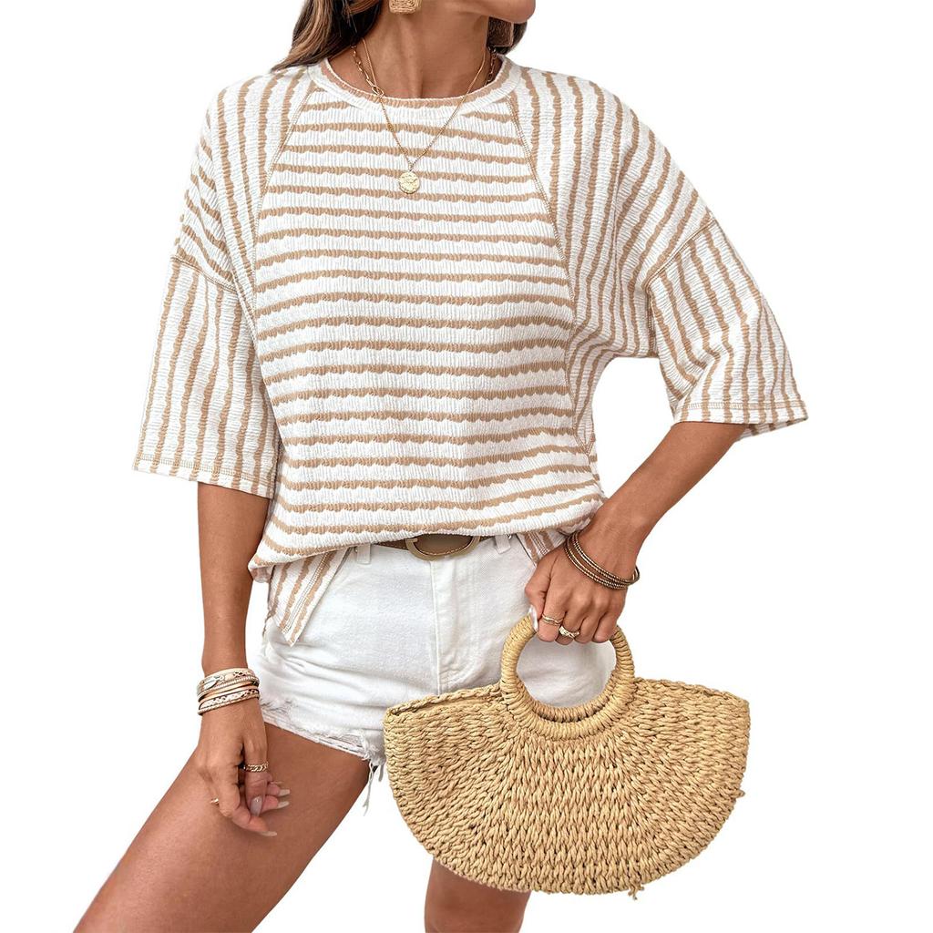 Women's Round Neck Pullover  Versatile,  Short-Sleeve T-Shirt
