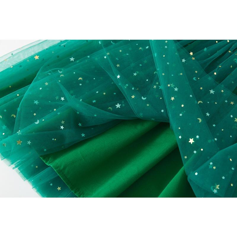 New Christmas Dress Stars Moon Strapless Dress Princess Mesh Shaggy Dress Children's Halter Dress Holiday Dress