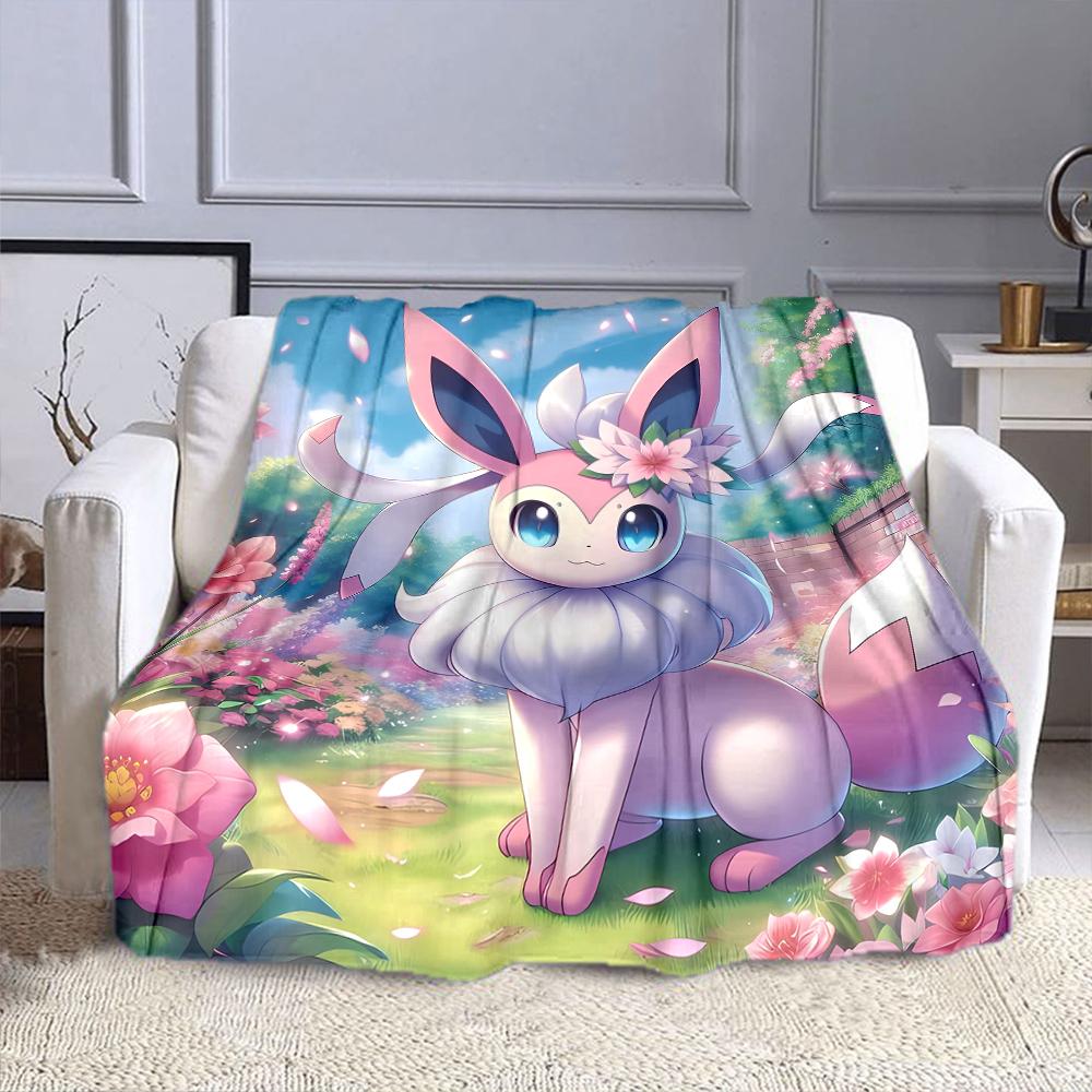 Pokemon Cute Sylveon Eevee Pink Printing Blanket Adult Children Warm Blankets Home Travel Soft and Comfortable Blanket