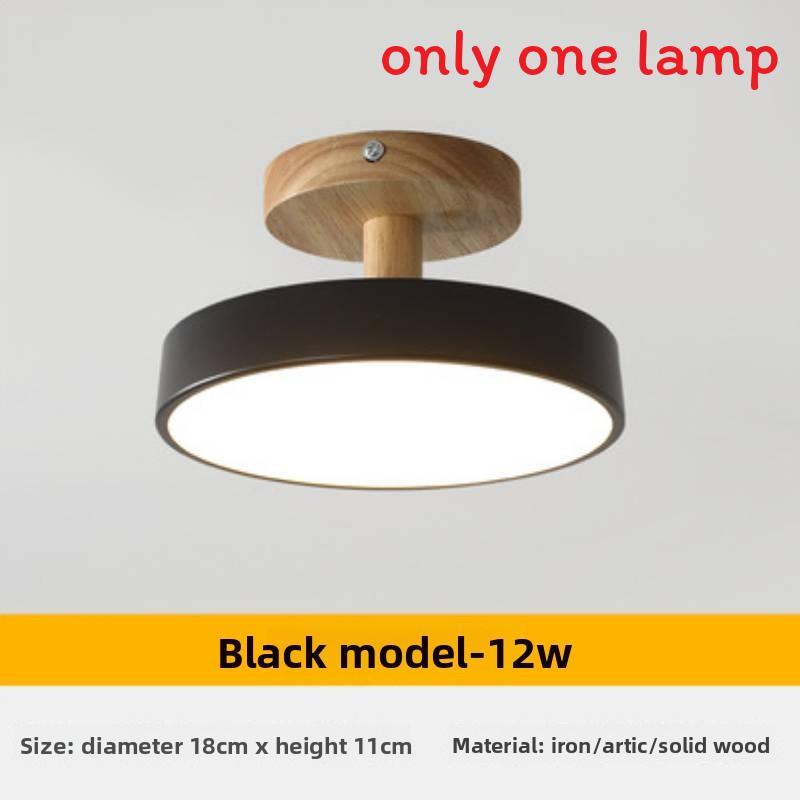 Minimalistische nordische LED-Deckenleuchte mit Holzkörper für die Beleuchtung von Hausfluren
