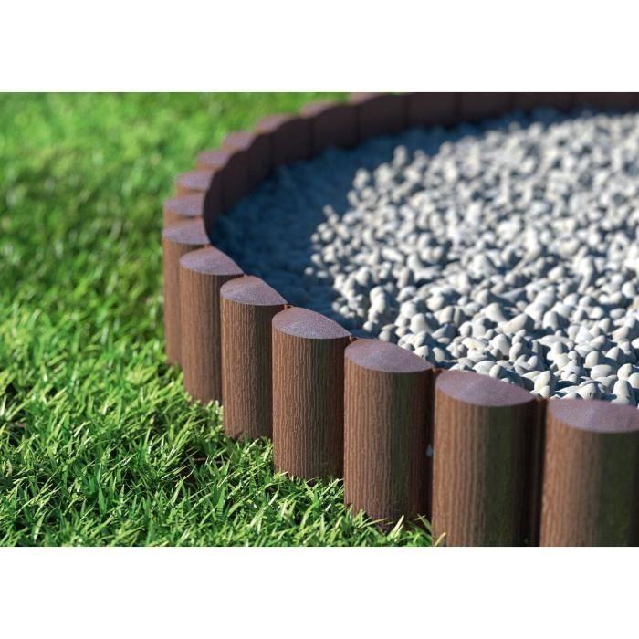 Palissade de jardin - cellfast - 10 pièces - 85 mm x 24 mm - forme arrondie ou droite - eco brun