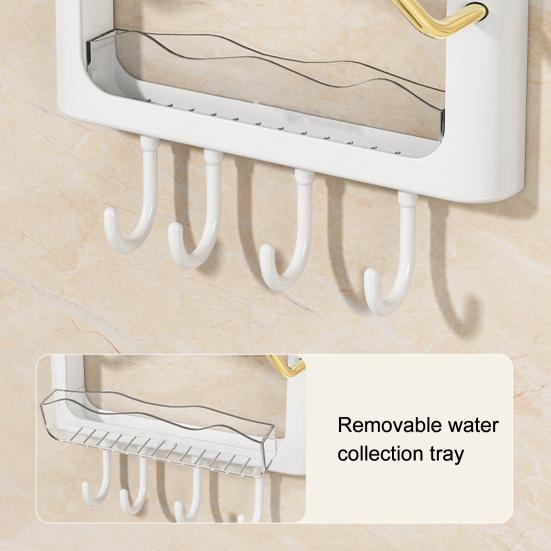 Storage Rack with Drip Tray for Pot Lids Cutting Boards Wall-mounted No Drilling Required Strong Adhesive Rack for Kitchen Organize