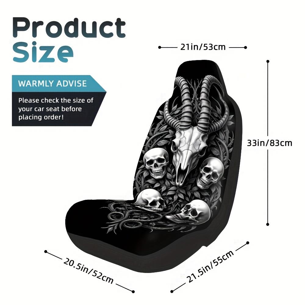 2pcs, Unique Gothic Skull Ram Tentacle Art Pattern Car Seat Covers, Soft And All Season Use, Compatible With Cars, SUVs, And Tru