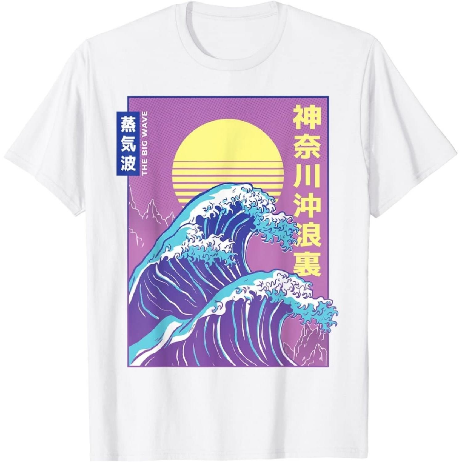 HATANSE Vaporwave Japanese Kanagawa Wave Big Wave Graphic T-Shirt XXXXXL белый