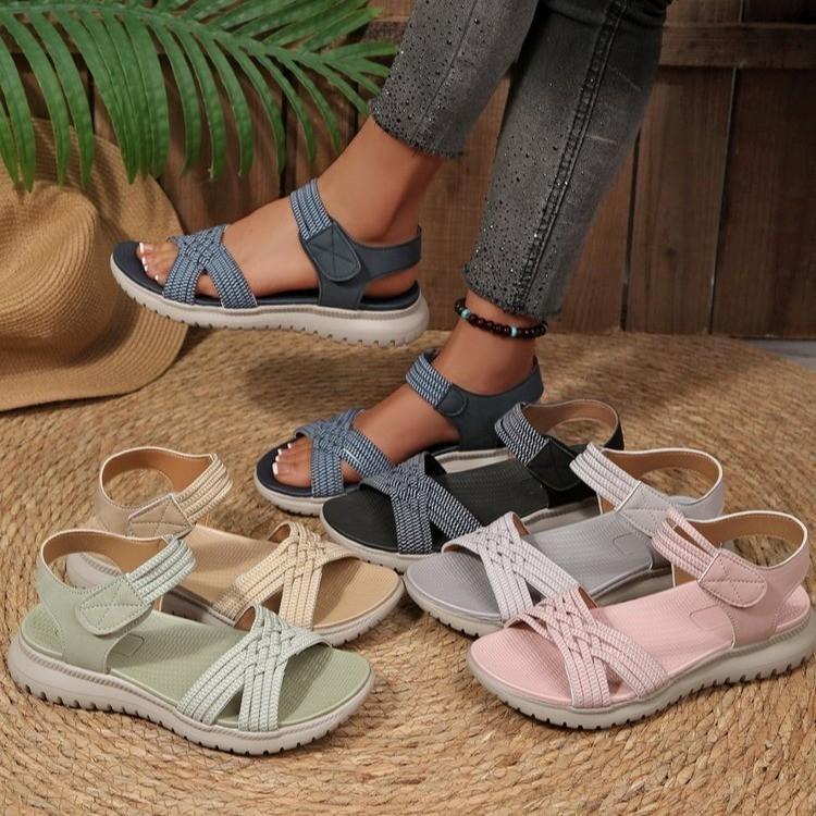 Summer New Product Velcro Open Toe Thick Soled Sandals for Women, Lightweight and Sporty Style, Plus Size Beach Sandals