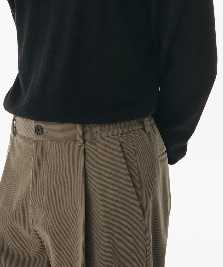 Musinsa Standard 14W Corduroy One-Pleat Wide Elastic Pants [Taupe Beige]