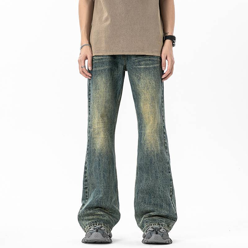 JYL Women s Straight Jeans American Vintage Washed Spring Slim Wide-Leg Denim S