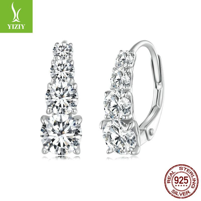 50 Points Mozzarella Diamond Earrings Ear Buckles, Personalized And Elegant Wind S925 Sterling Silver Moissanite Earrings For Women