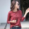 Damen Besticktes Rundhals Langarm T-Shirt, Herbst/Winter, Koreanischer Stil, Übergröße, 95% Baumwoll-Basisschicht