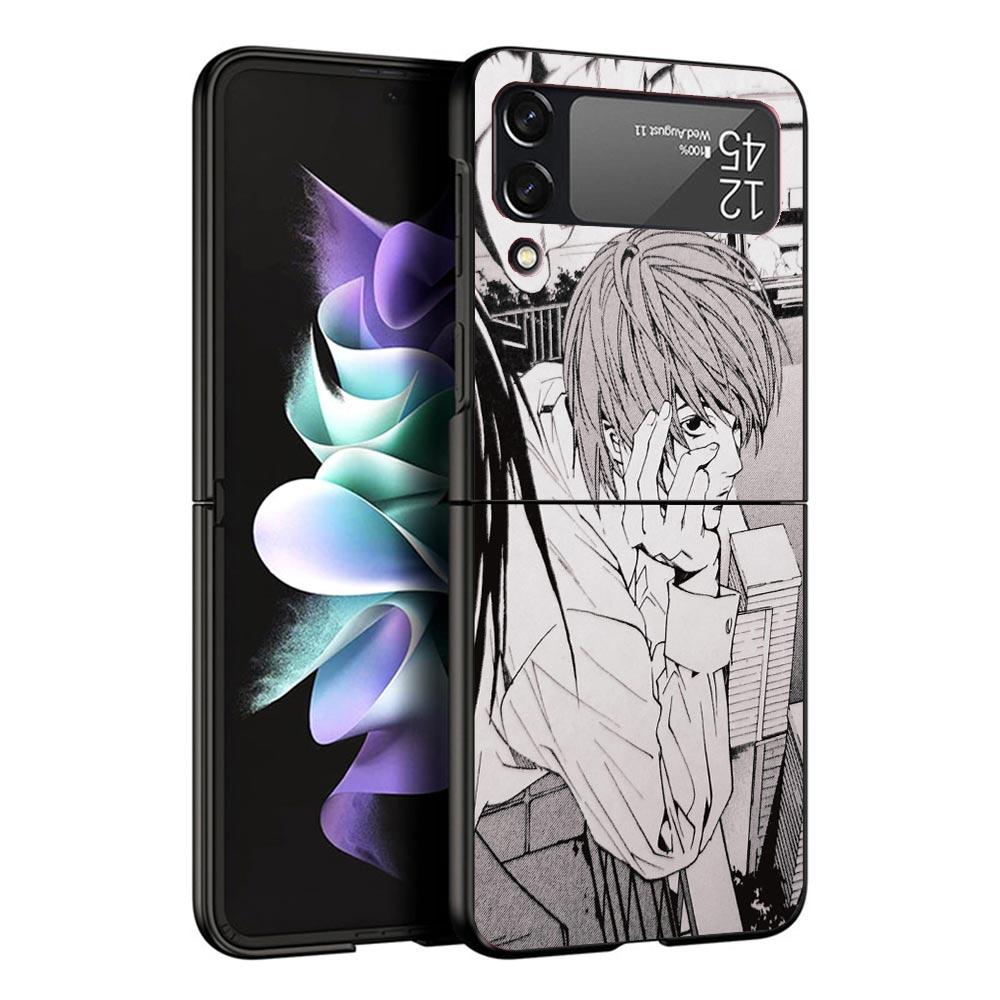 N-Note D-Death Yagami Light Black Phone Case For Samsung ZFlip7 ZFlip6 ZFlip5 ZFlip4 ZFlip3 5G Hard Protective Galaxy Z Flip 3 4