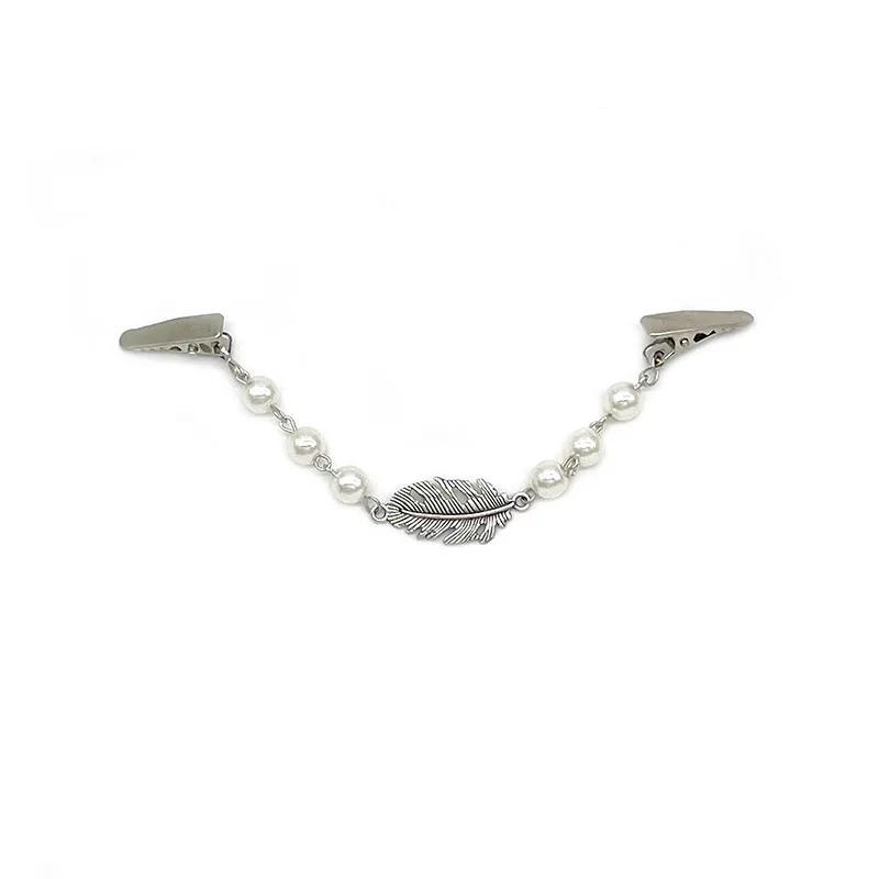 1Pcs Duck Clips Flexible Beaded Pearl Pin Brooch Cardigan Collar Clip Buckles Clothing
