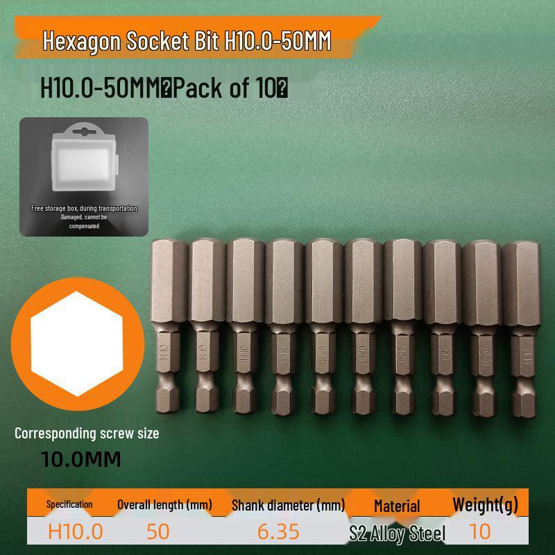 S2 Strong Magnetic Hex Socket Bit - High Strength, Shock Resistant for Hand Drills and Electric Screwdrivers