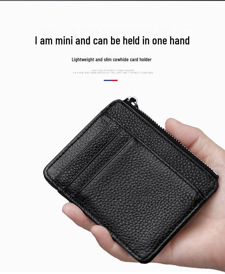 Porte-cartes ultra-fin en cuir véritable avec plusieurs fentes