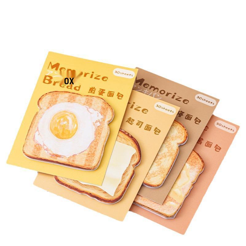Memory Bread Toast Sticky Notes: Irregular Shaped Tearable Notepad for Students and Journals, Ins Style