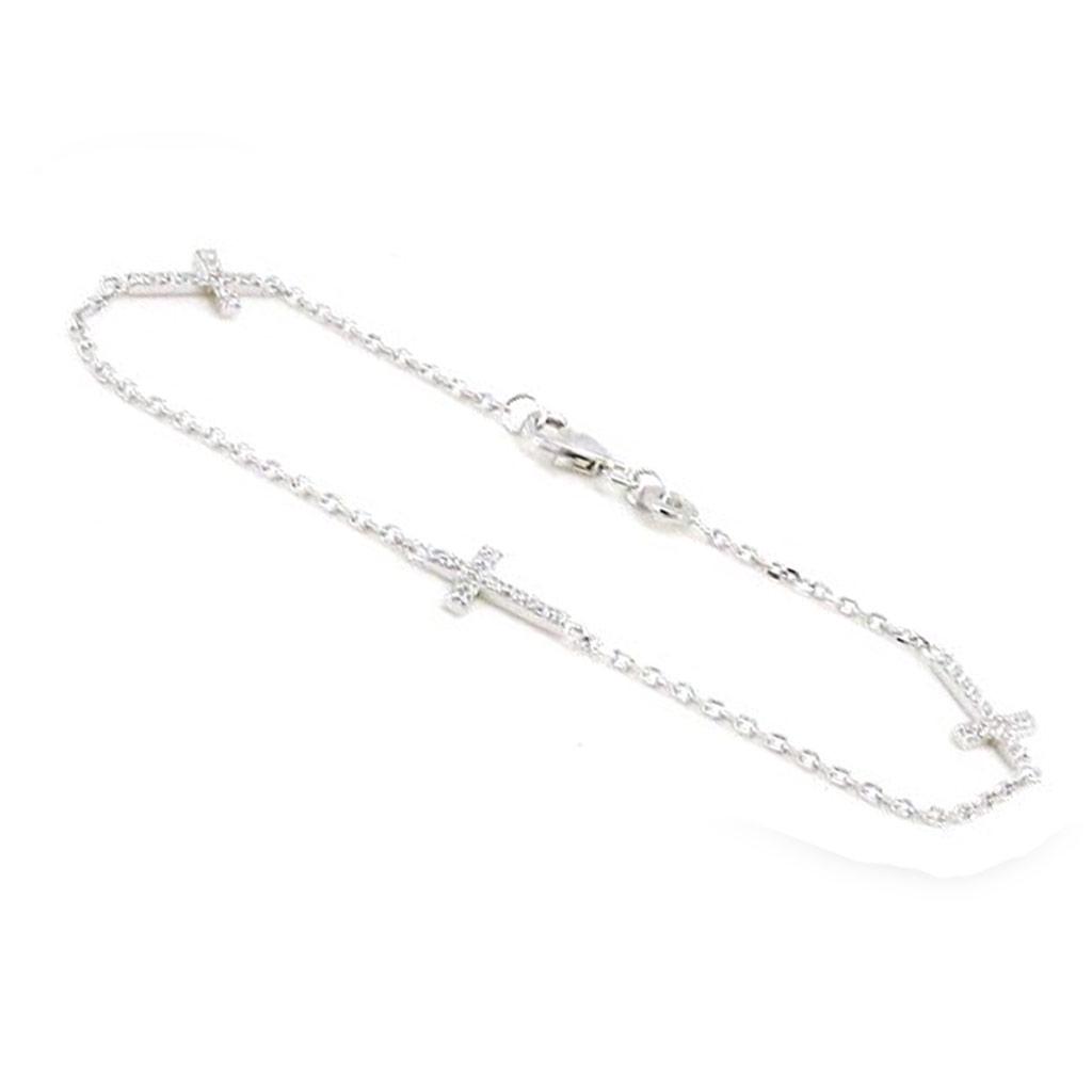 Les Trésors De Lily [I9800] - Silver Bracelet 'Cross' Silver White (rhodium-plated) - 12x8 Mm